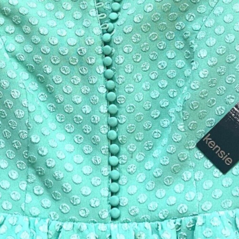 NWT Kenzie Minty Textured Dot Cup Sleeves Dress S $99 - Picture 8 of 14